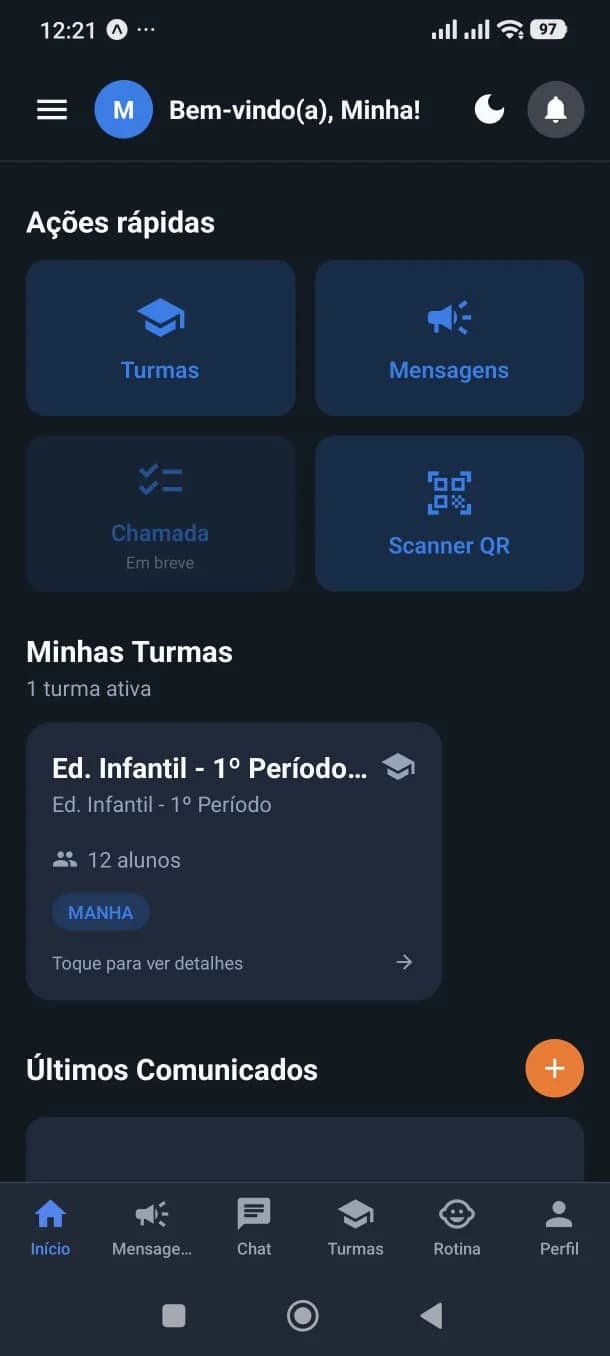 Tela inicial do app Agenda Escolar