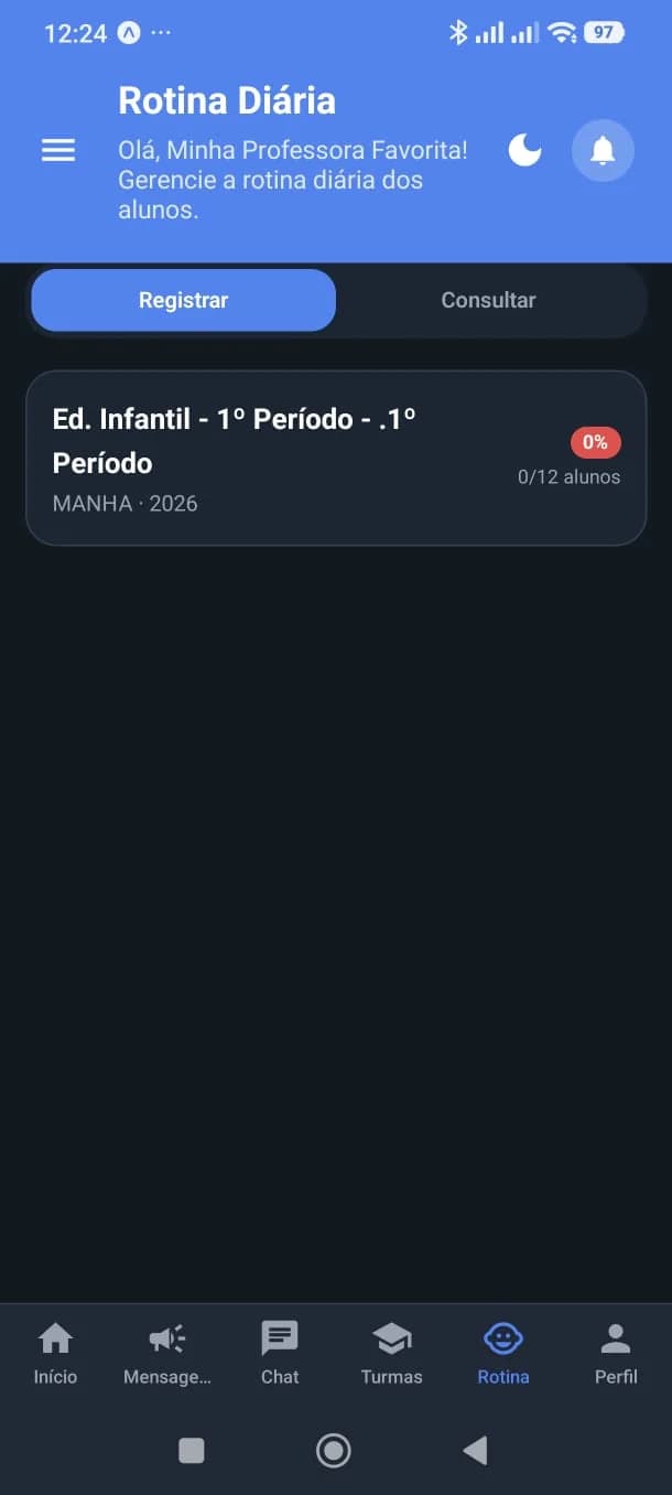 Rotina diária das turmas