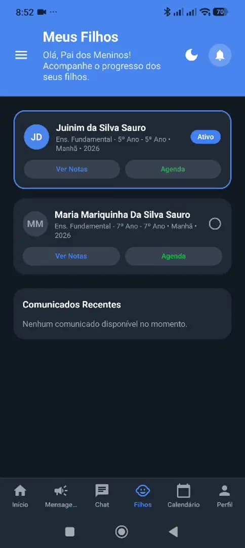 Demo — Perfil dos Pais e Responsáveis